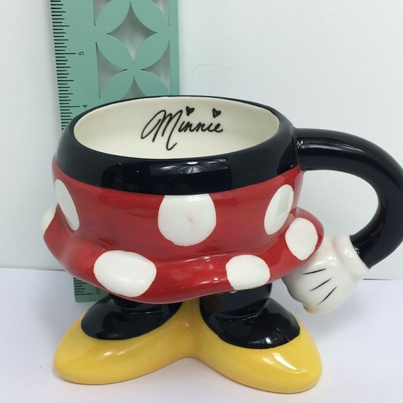 Disney Parks 3D Minnie Mouse Coffee Mug Cup Figural Polka Dot Skirt Legs Feet - Picture 11 of 12